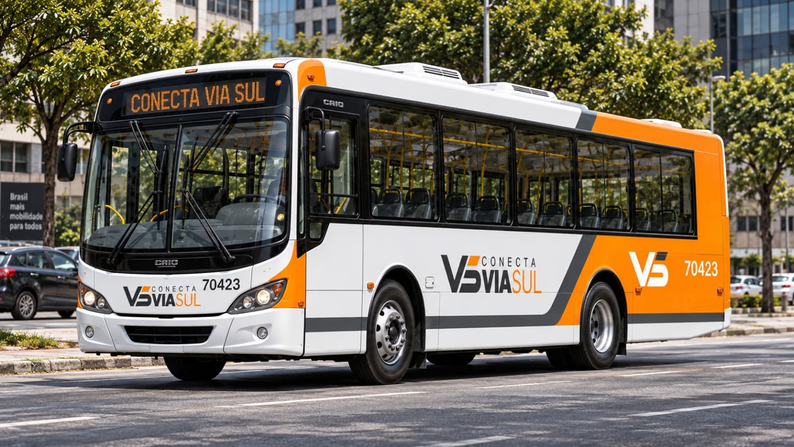 Ônibus articulado da Conecta via sul